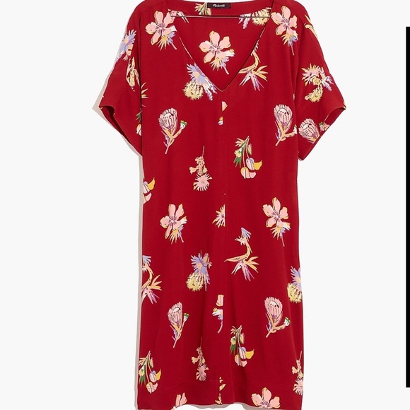 Madewell Novel Dress in Bird of Paradise vneck printed style L9078 size Large - Picture 1 of 3
